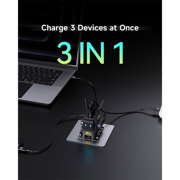 خرید شارژر GravaStar Alpha65 - دارای دو شاخه و سه شاخه - خاکستری زغالی